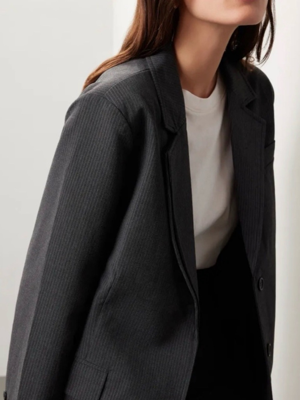 Moon River oversized Charcoal Pinstripe Women's Blazer